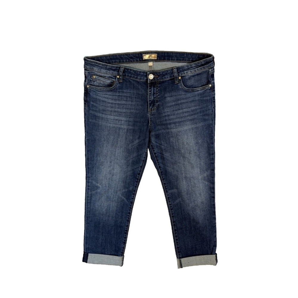 KUT from the Kloth Women Size 14 Catherine Boyfriend Jeans Blue Stretch Denim